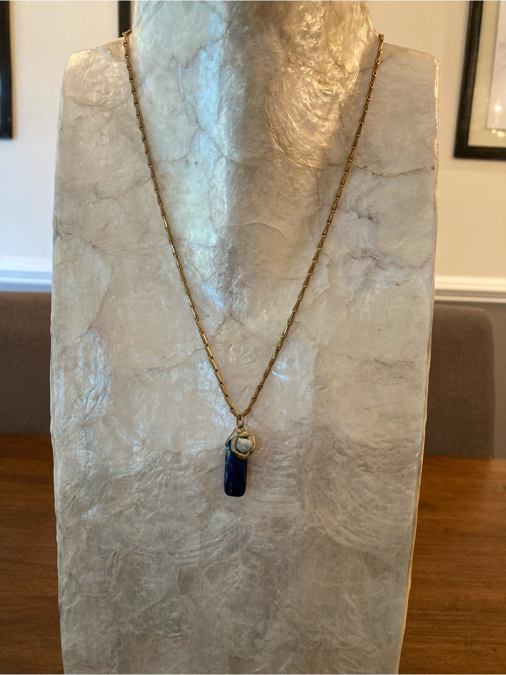 Emilie Shapiro Blue stone & aqua stone Pendant necklace.